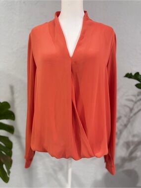 Loft Women's V-Neck Long Sleeve Blouse - Drape Style